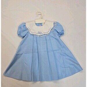 Vintage RUTH OF CAROLINA Girls Dress Sz T4  Short Sleeve Baby Blue USA **READ**